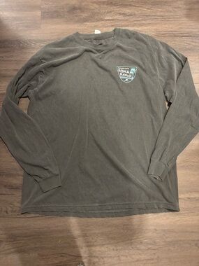 Kona Sol Long Sleeve Crewneck Shirt - Charcoal Gray with Teal Logo